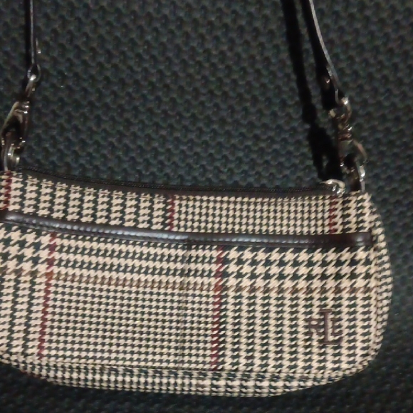 Lauren Ralph Lauren Handbags - Lauren Ralph Lauren Black & Cream Houndstooth Shoulder Bag with Red Accents